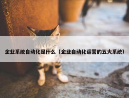 企业系统自动化是什么（企业自动化运营的五大系统）