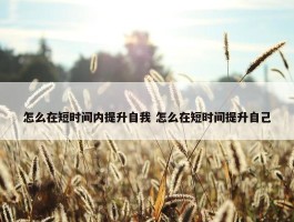 怎么在短时间内提升自我 怎么在短时间提升自己